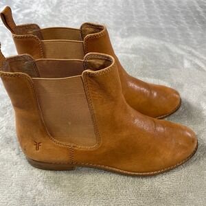 Frye Anna Chelsea Boots Womens 6.5 Camel Leather Ankle Boho Fall Minimalist